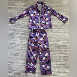 Lola + The Boys Purple Silky Pajama Set with Rainbows